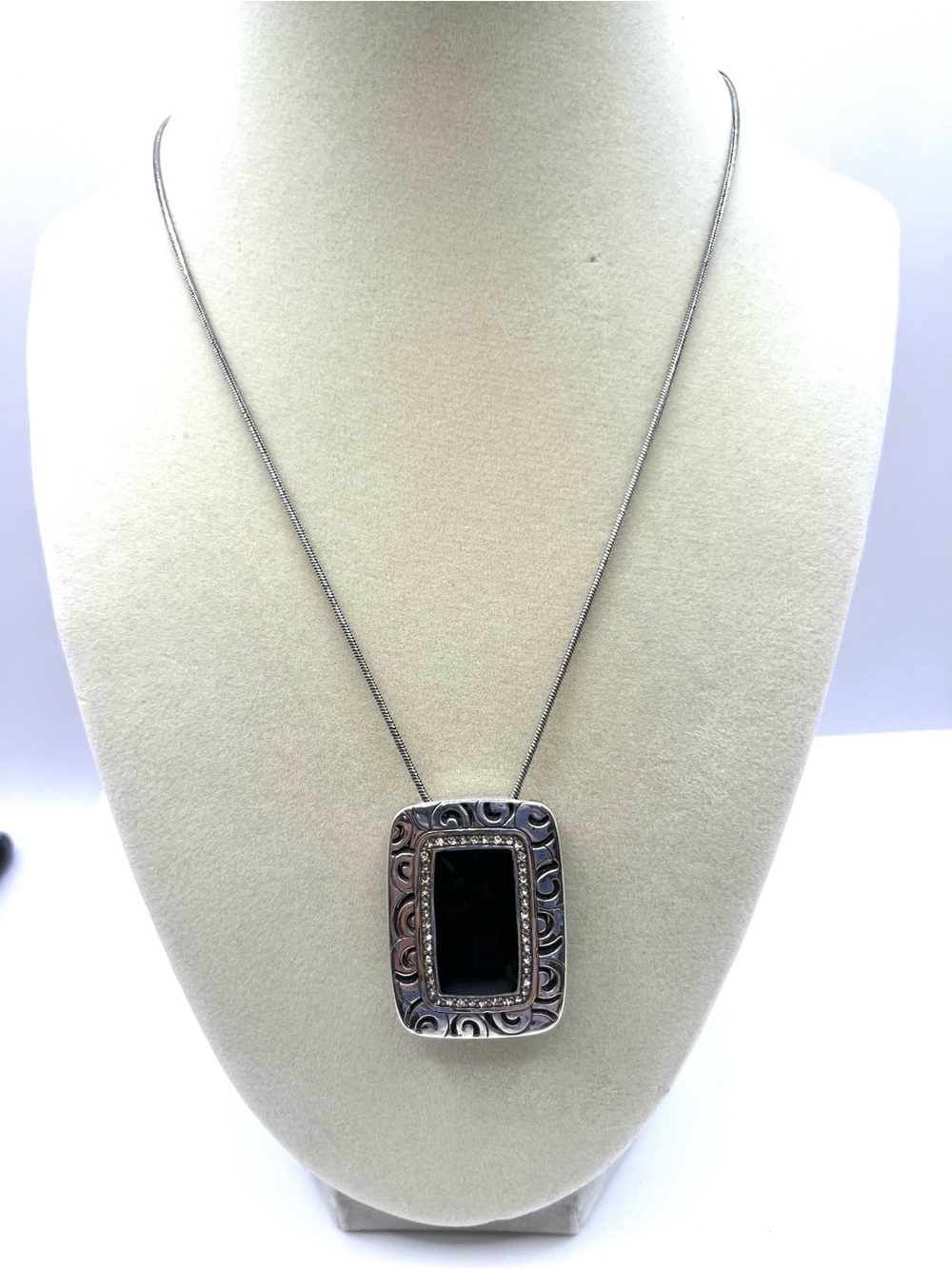 Brighton Rhythms Reversible Necklace 
Rectangle Pendant Black a